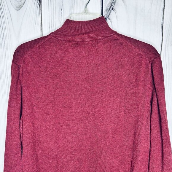 Vineyard Vines Mens 1/4 Zip Long Sleeve Mock Neck Pullover Sweater Burgundy Sz M - Picture 6 of 7